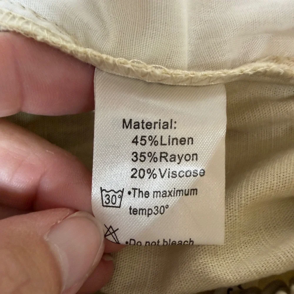 SAILWIND Linen Blend Pants Mens 34 Beige Drawstring Beach Casual Resortwear
